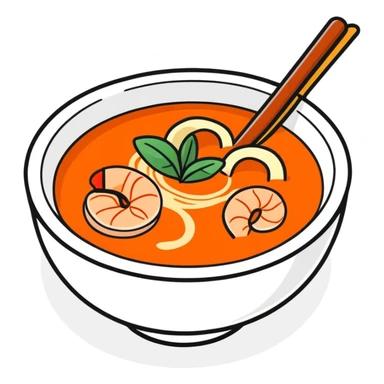Tom yum soup with hand sticker