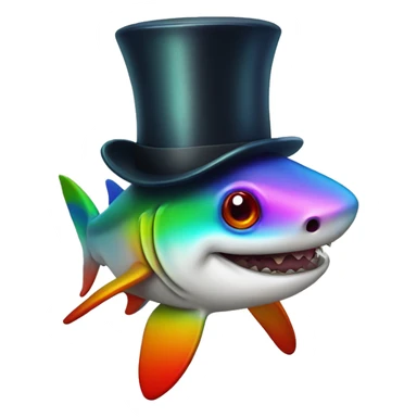 Rainbow shark with a monocle and a top hat  sticker