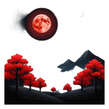 Edgy Black night sky with big Red crimson-moon Aesthetic Scenery sticker