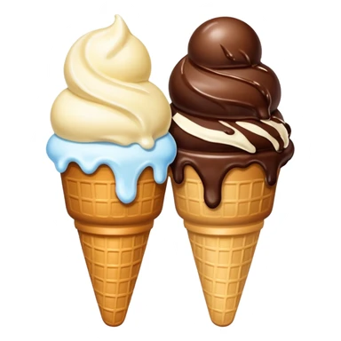 Create an image with 2 scoops of icecream slighted inverted ly placed aginst each other sticker