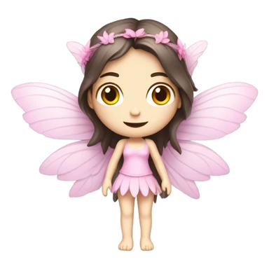 Pale skin, brunette fairy woman with pink wings full body sticker
