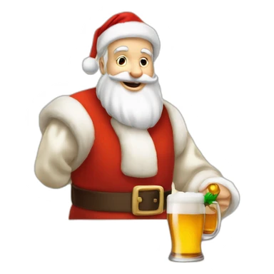 Père Noël qui offre un verre de bière à un enfant comme cadeau sticker