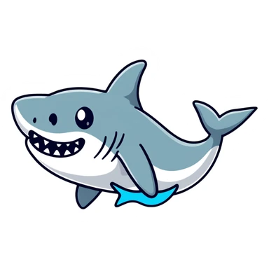 cartoon shark wearing colorful Air Jordans on all fins, playful and bold sticker