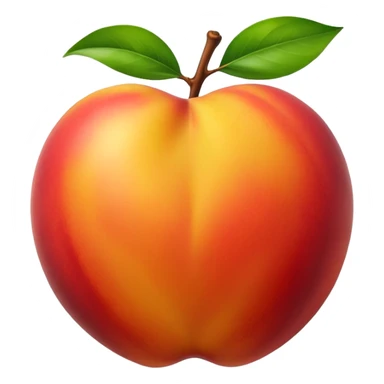 whole nectarine, smooth glossy skin, red, orange, yellow, round, slightly heart-shaped, no fuzz, natural highlight, optional green leaf, subtle color variation, no blemishes, 3D, clean, minimal, soft shadows, transparent background, emoji scale sticker