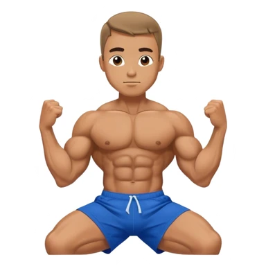 bodybuilder in blue shorts doing sit-ups sticker