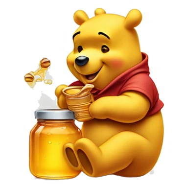 Winnie the Pooh eating out of honey pot sticker