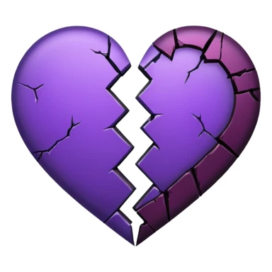 Gothic half-split, cracked Half black half Purple Heart sticker