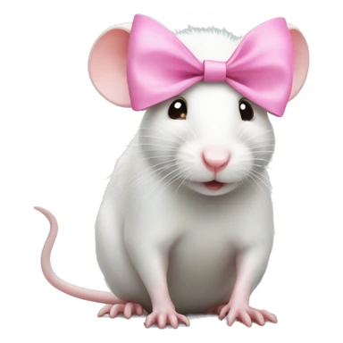 cute white rat with pink bow sticker