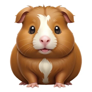 Cinematic Cute Brown Guinea Pig Portrait Emoji, Head tilted playfully and inquisitively, showcasing a velvety brown coat with a natural sheen, round, sparkling dark eyes filled with curiosity, Simplified yet irresistibly adorable features, highly detailed, glowing with a warm, friendly glow, high shine, affectionate and lively, stylized with a touch of whimsy, bright and endearing, soft glowing outline, capturing the essence of a mischievous yet loving guinea pig, so playful it feels like it could nuzzle out of the screen into your arms! sticker