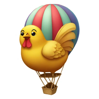 chicken whit shoes in a hot air balloon sticker
