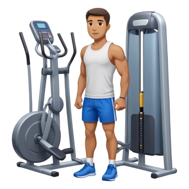 standing fit man with blue shorts cable-machine-exercise sticker