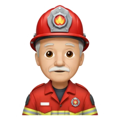 Firefighter old man with red uniform sticker