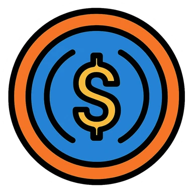 USDC coin, flat icon style, simple and recognizable sticker