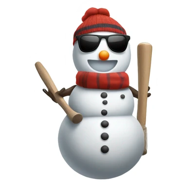 snowman  with sunglasses and vest. baseball bat arms sticker