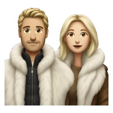 White couple in long fur coats sticker