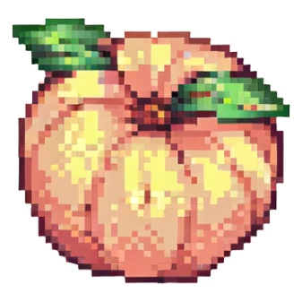 a peach in pixel art style sticker