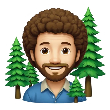 Bob Ross and Happy Little trees sticker