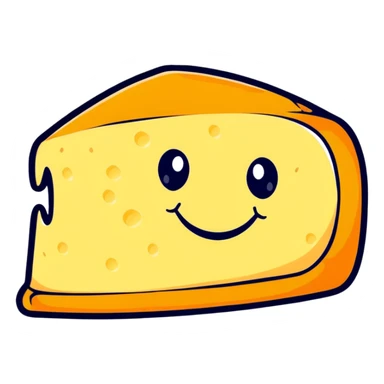 cartoon style Italian stracchino cheese with a smiling face sticker