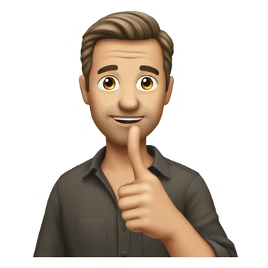 Man with thumb and point or finger out on chin sticker