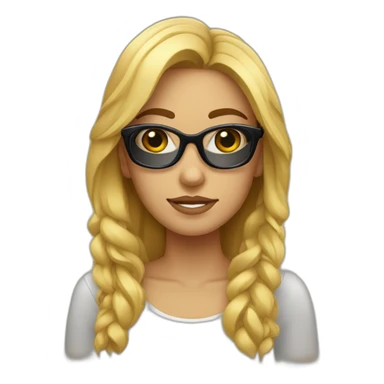 chica rubia con pelo largo y gafas negras sticker