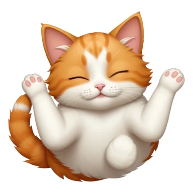 ginger and white small cat in funny positions upside down with eyes closed sticker