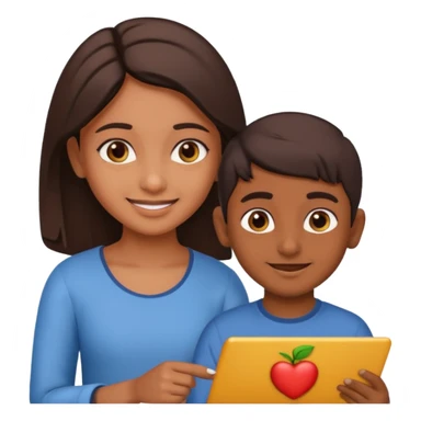 Make an emoji of an indian girl who is teaching an indian boy how to make emojis sticker