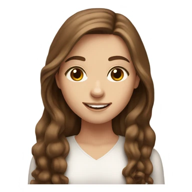 White girl with long brown hair and brown eyes she may be very happy sticker