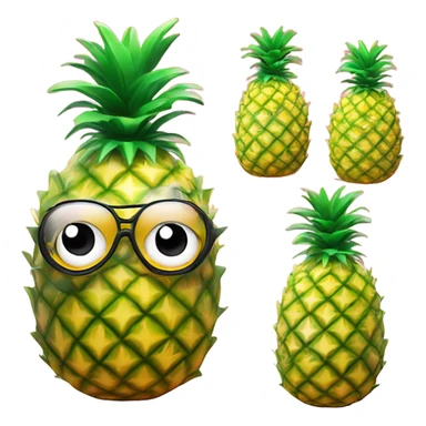 3D  pineapple  👱‍♀️🍍 with big shiny eyes.  pineapple cute  ☺️ sticker