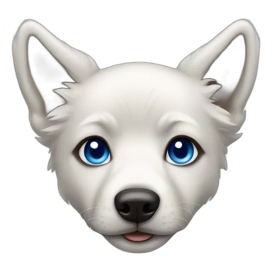Puppy Wolf dog white blue eyes without eyebrows sticker