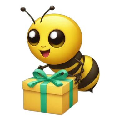 Bee with a gift box on his hands  sticker