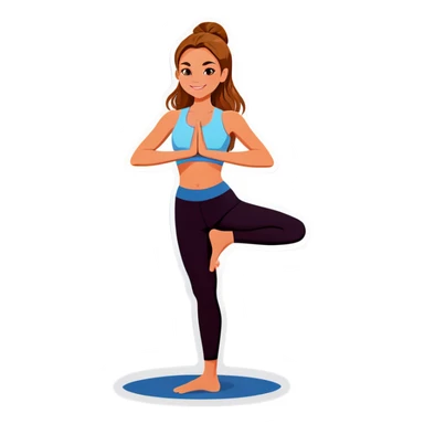 white girl with light brown hair in yoga sticker