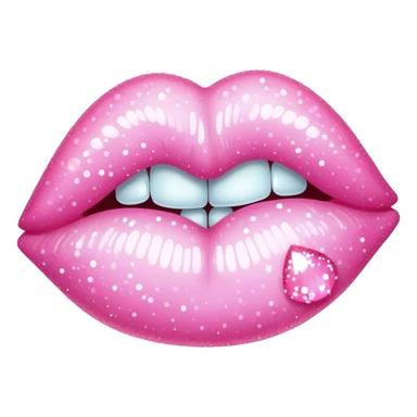 Pastel pink kiss mark sparkly sticker