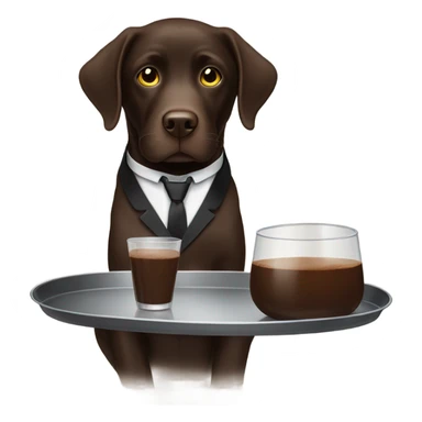 Chocolate lab, tuxedo, serving tray drinks sticker