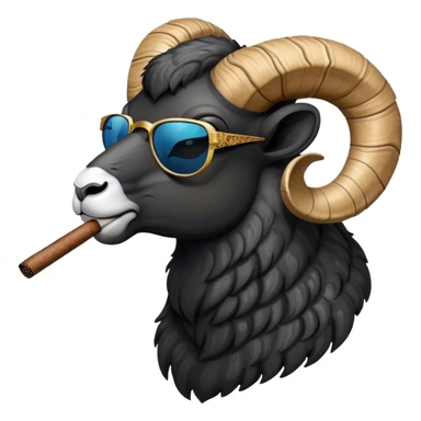 Big Black ram sun glasses head smoking cigar left side sticker