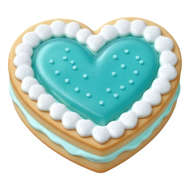 Realistic shortbread cookie in the shape of a heart with Tiffany blue color jelly middle filling and sprinkled powder sugar on top. sticker