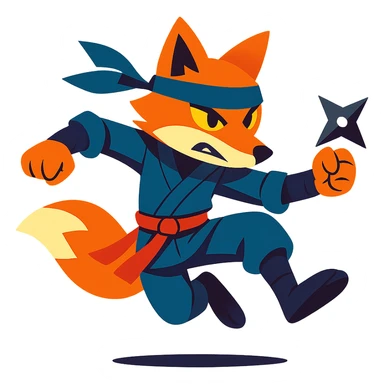 ninja fox, vibrant, dynamic pose sticker