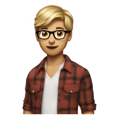 boy in plaid shirt with glasses riding a horse shirtless sticker