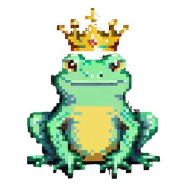 frog with a golden crown sitting sticker