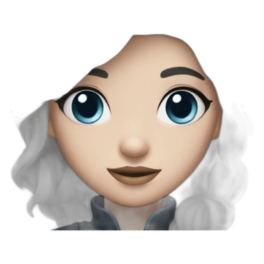 girl with blue eyes and white hair with onyx in her hands sticker