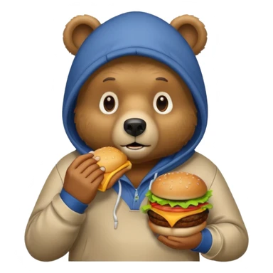 bear with hamburger wearing hoodie sticker