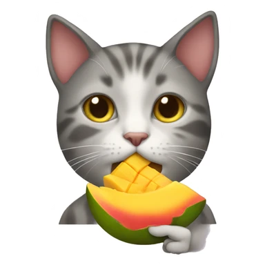 Cat eating mango sticker