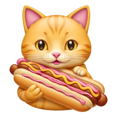 Cat eats hotdog sticker