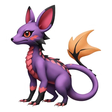 Rare epic aesthetic colorful Salandit-Noibat-Eevee-Genet-species-Fakemon-hybrid-creature, with markings, full body sticker