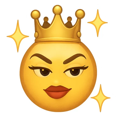 slay emoji, crown and sparkles, empowered, no background sticker