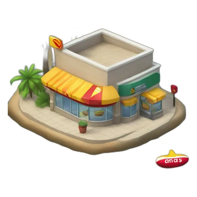 McDonalds store on a small island surrounded by water sticker