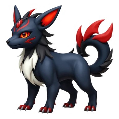 Handsome cool badass edgy Absol-Litten-Umbreon-Giratina-Yveltal-Pokémon-Fakémon-fusion-hybrid-creature, full body sticker