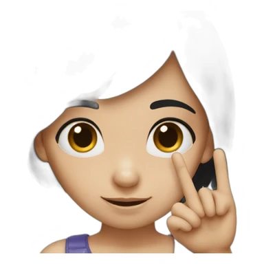 Small white skin black haired girl showing three fingers sticker