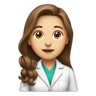 Cute Chemist Lab girl long brown hair sticker