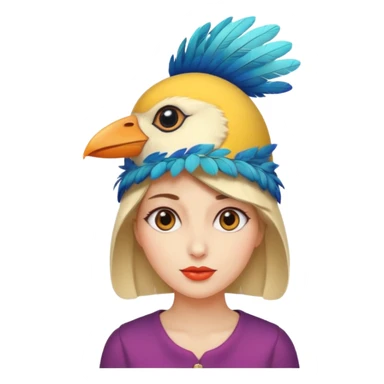 woman with a bird hat sticker