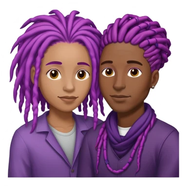 Black masculine nonbinary person with purple locs and Black man in love  sticker